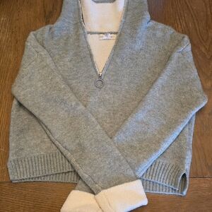 Happily Gray Juniors Light Sage 1/4 Zip Cropped Sweater. Sz Small EUC